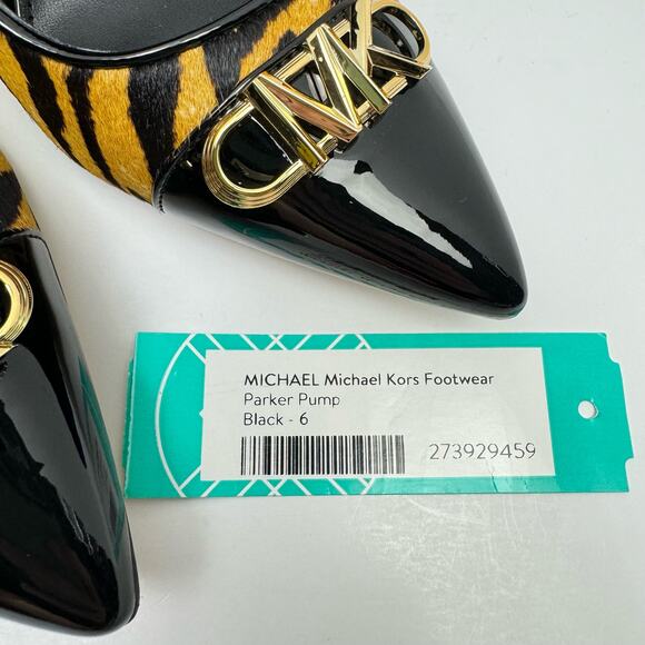 NEW MICHAEL Michael Kors Parker Tiger Print Calf Hair and Leather High Heel Pump - Picture 10 of 12